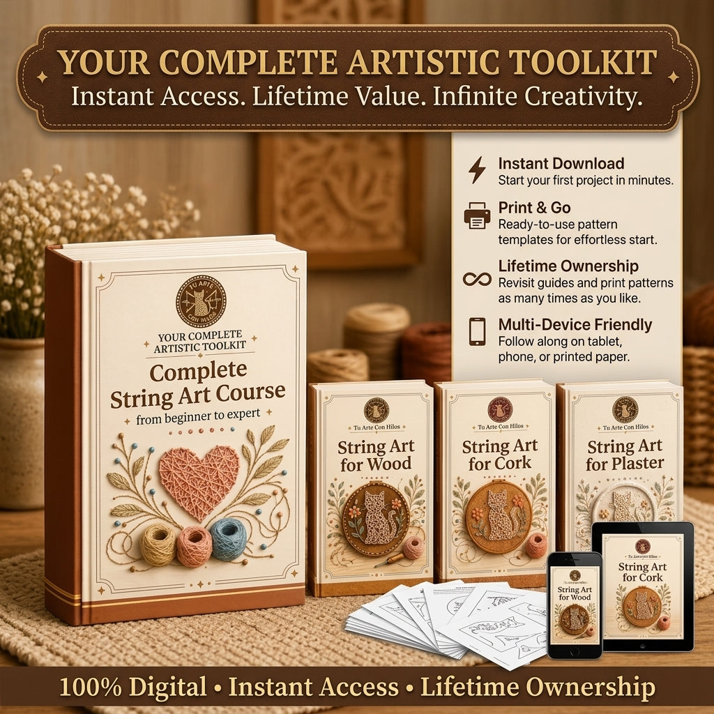 Complete String Art Pack — 4 Guides + Template Pack (Wood, Cork & Plaster)